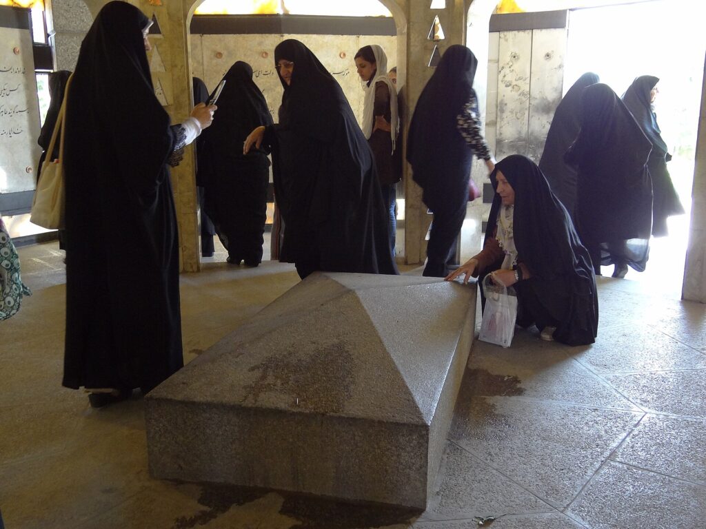 Visitors at the tomb.