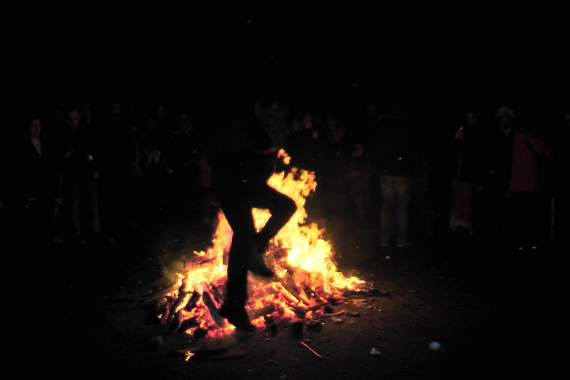 Jumping over the fire on Chaharshanbe Suri.