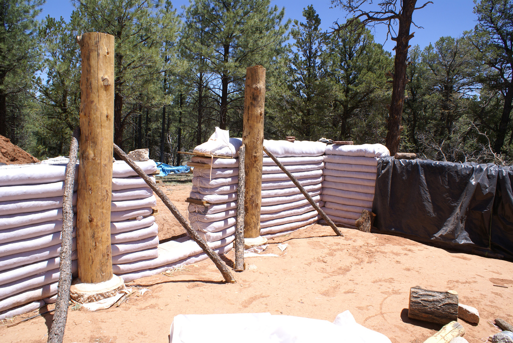 Superadobe construction pioneered by Nader Khalili of Cal-Earth.