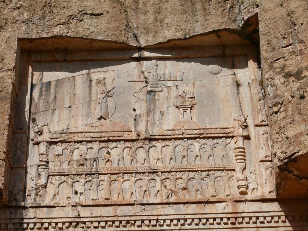 The upper register of the tomb traditionally ascribed to Xerxes.