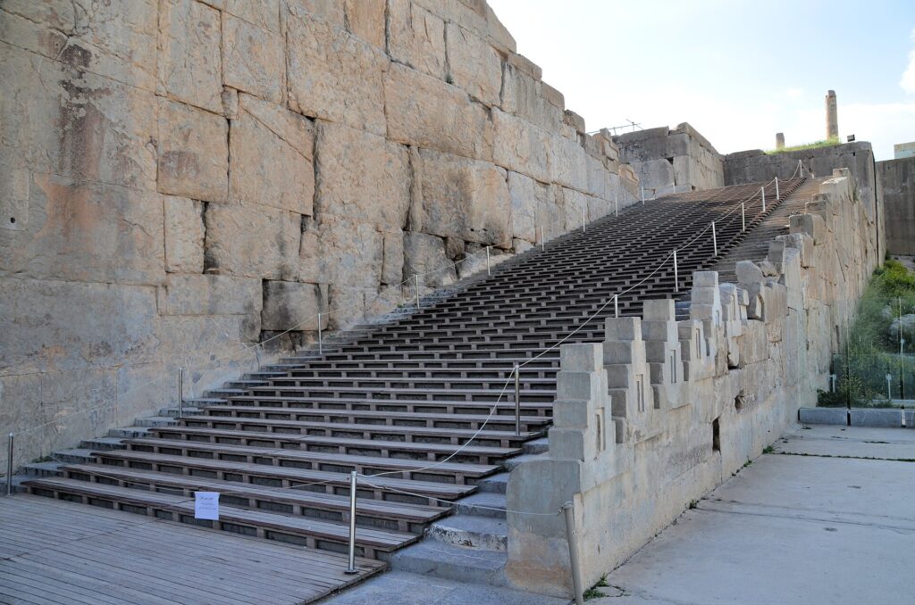 The great double staircase up to the terrace.