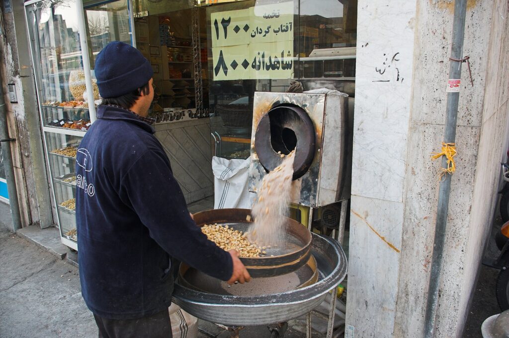 Pistachios being processed in Iran.