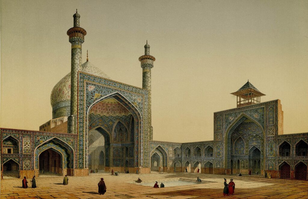 The courtyard drawn by Pascal Coste in the 1840s.